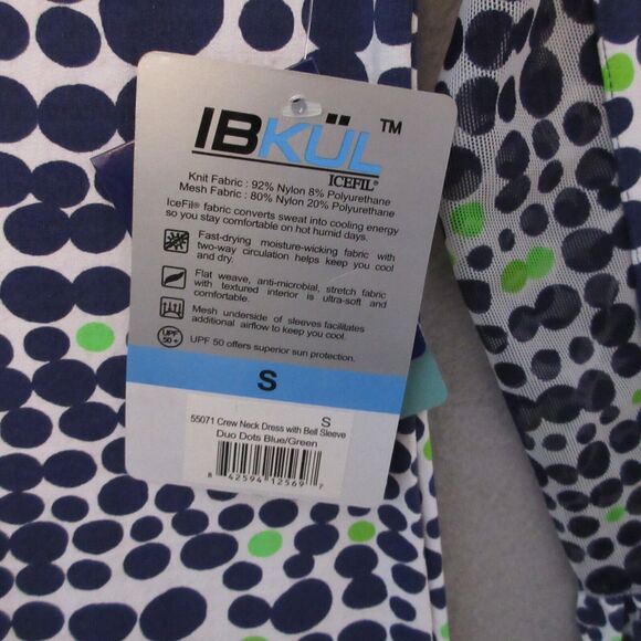 Ibkul Dress Women Small Blue Green Polka Dot UPF 50 Outdoor Golf Tennis NWT - Picture 3 of 12